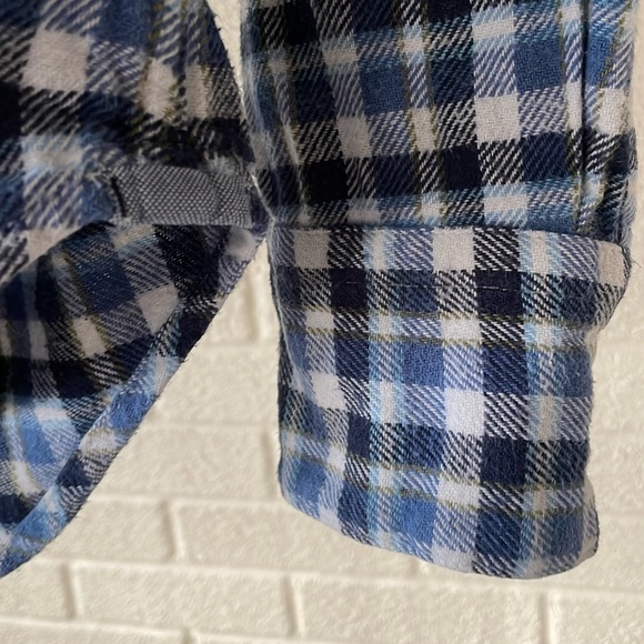 Levi’s Flannel Vintage & Western Style Gingham Blue & White Shirt Men’s SM Slim - Picture 8 of 17